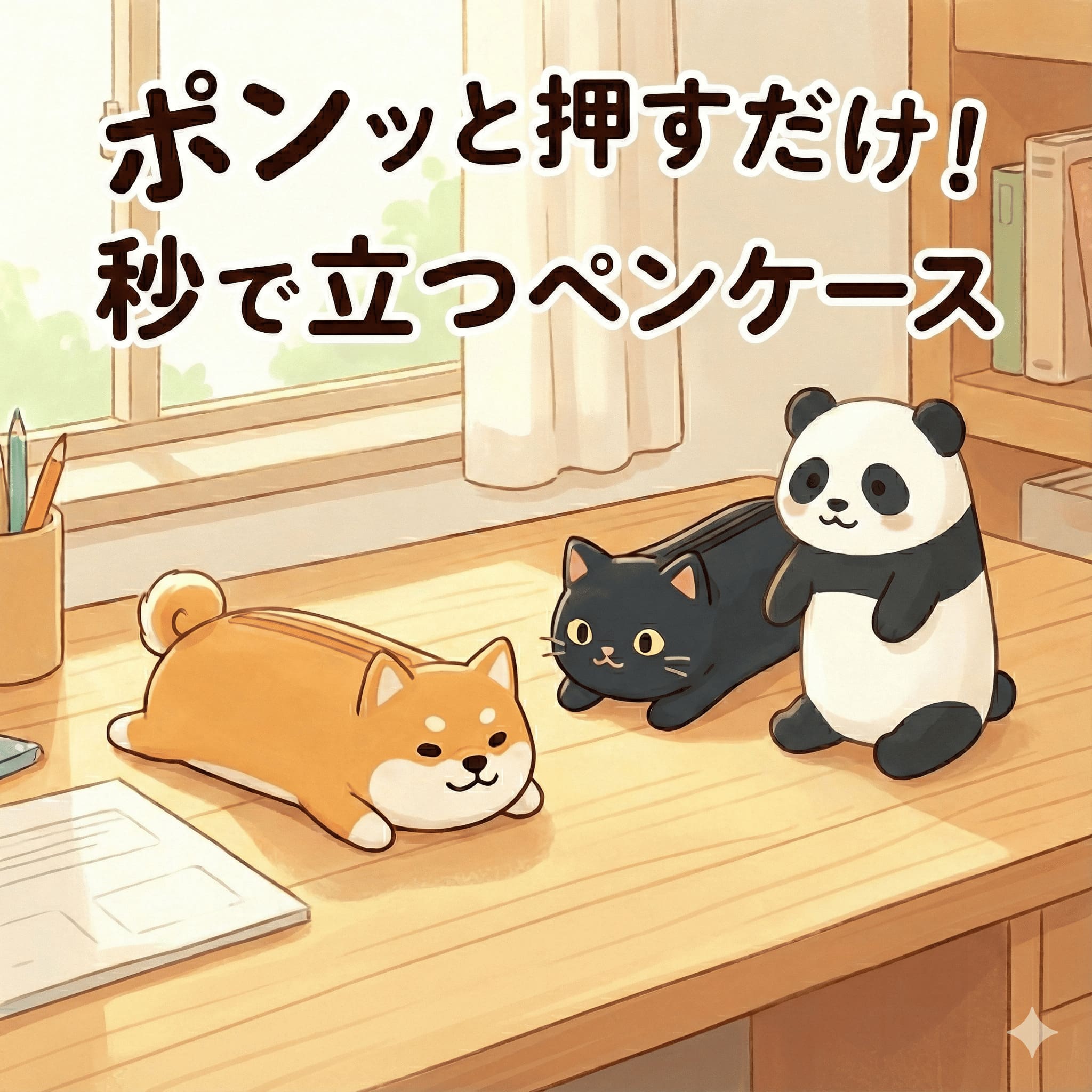 ポンッと押すだけ！立つペンケース