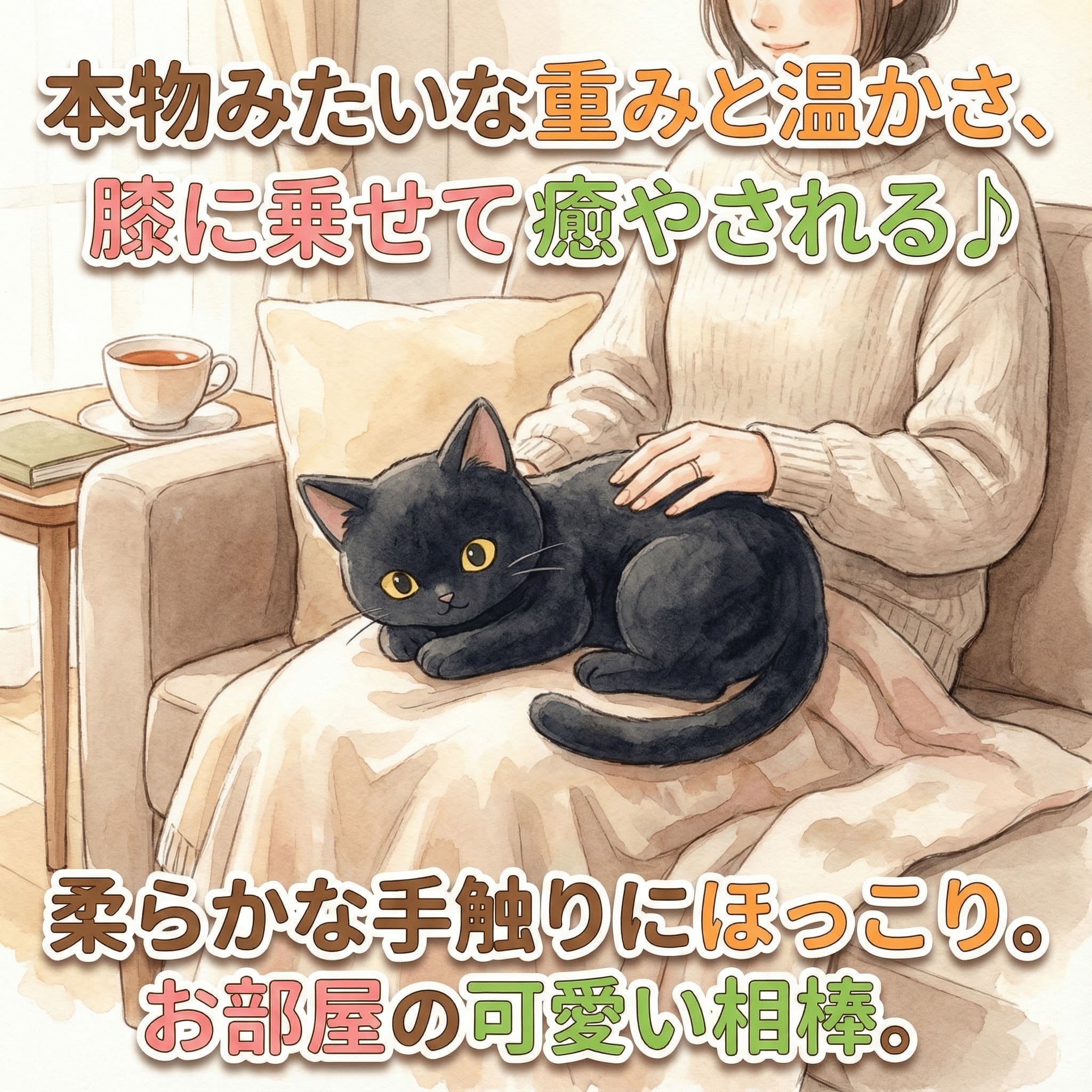 膝に乗せる猫ぬいぐるみ