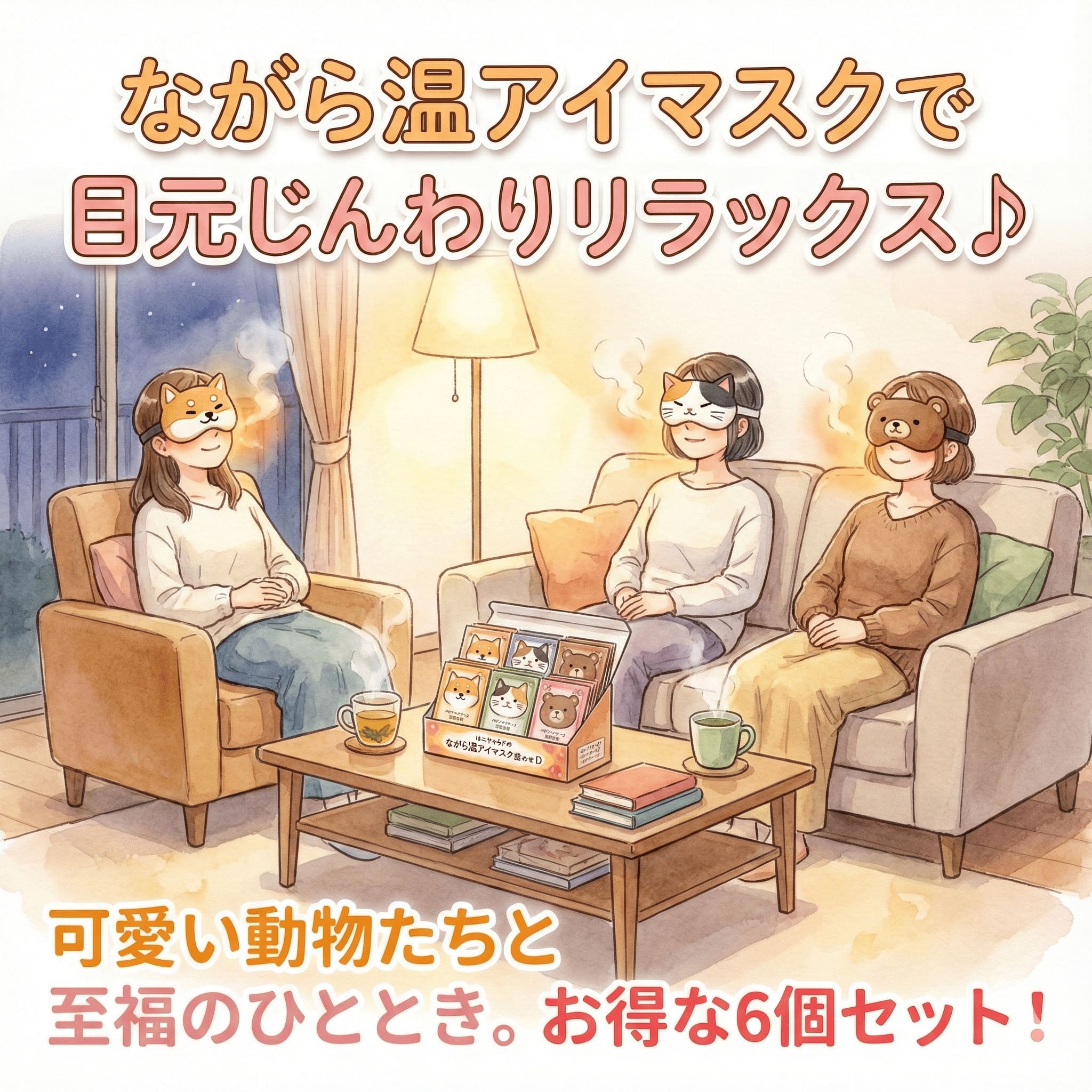 疲れた目を動物アイマスクが癒やす