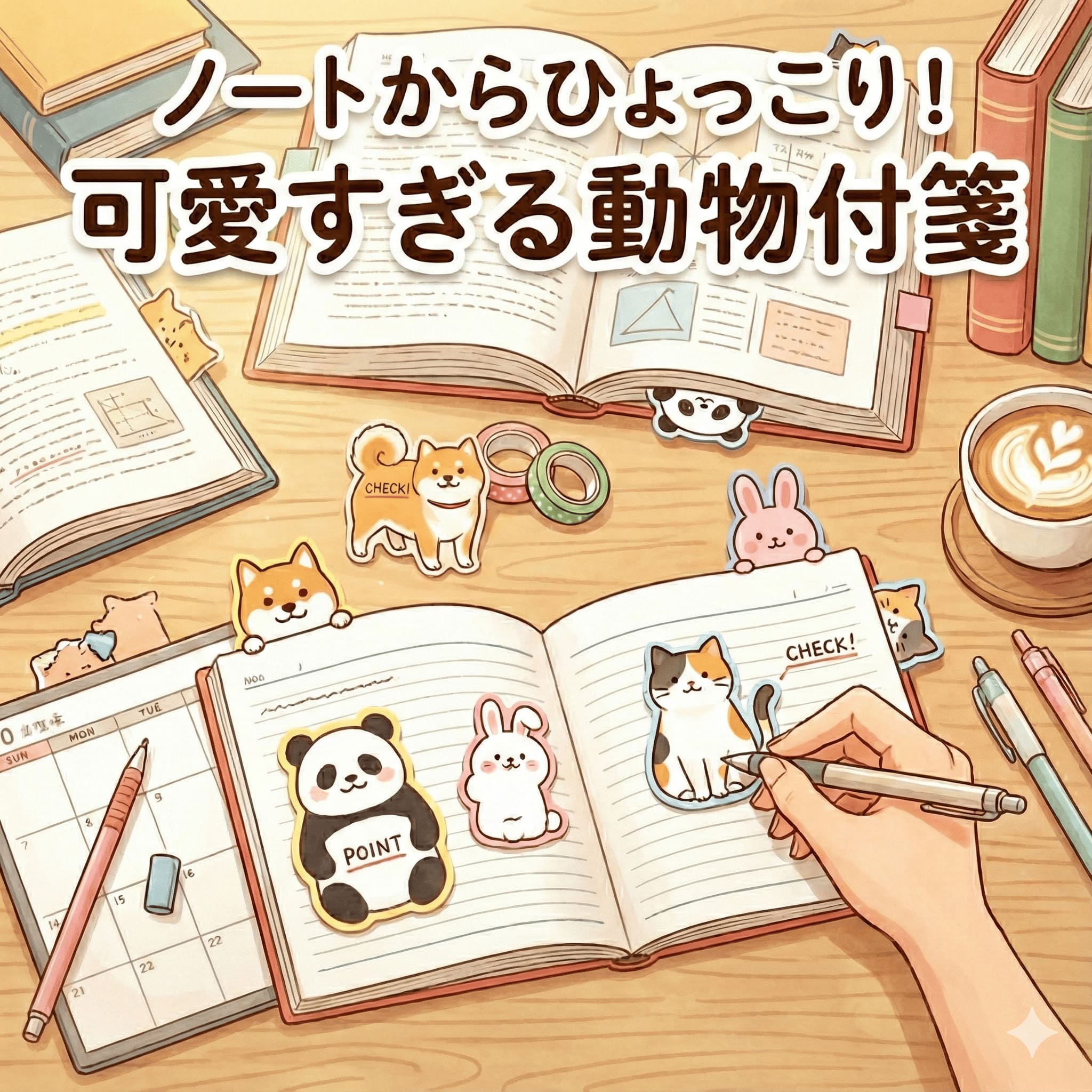 ひょっこり覗く！動物型付箋